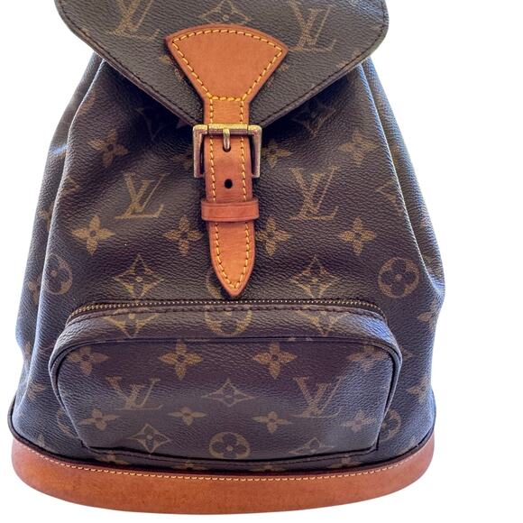 Vintage Louis Vuitton Montsouris MM Monogram Backpack Brown Leather Trim - Picture 6 of 14